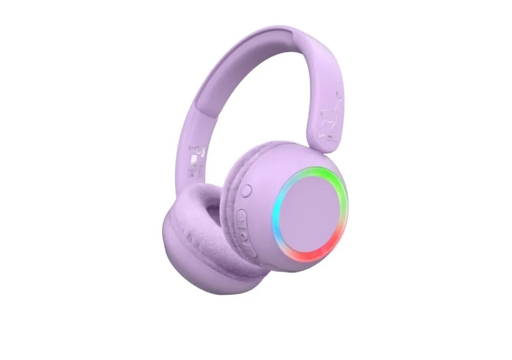 Draadloze kinder koptelefoon met verlichting - Paars