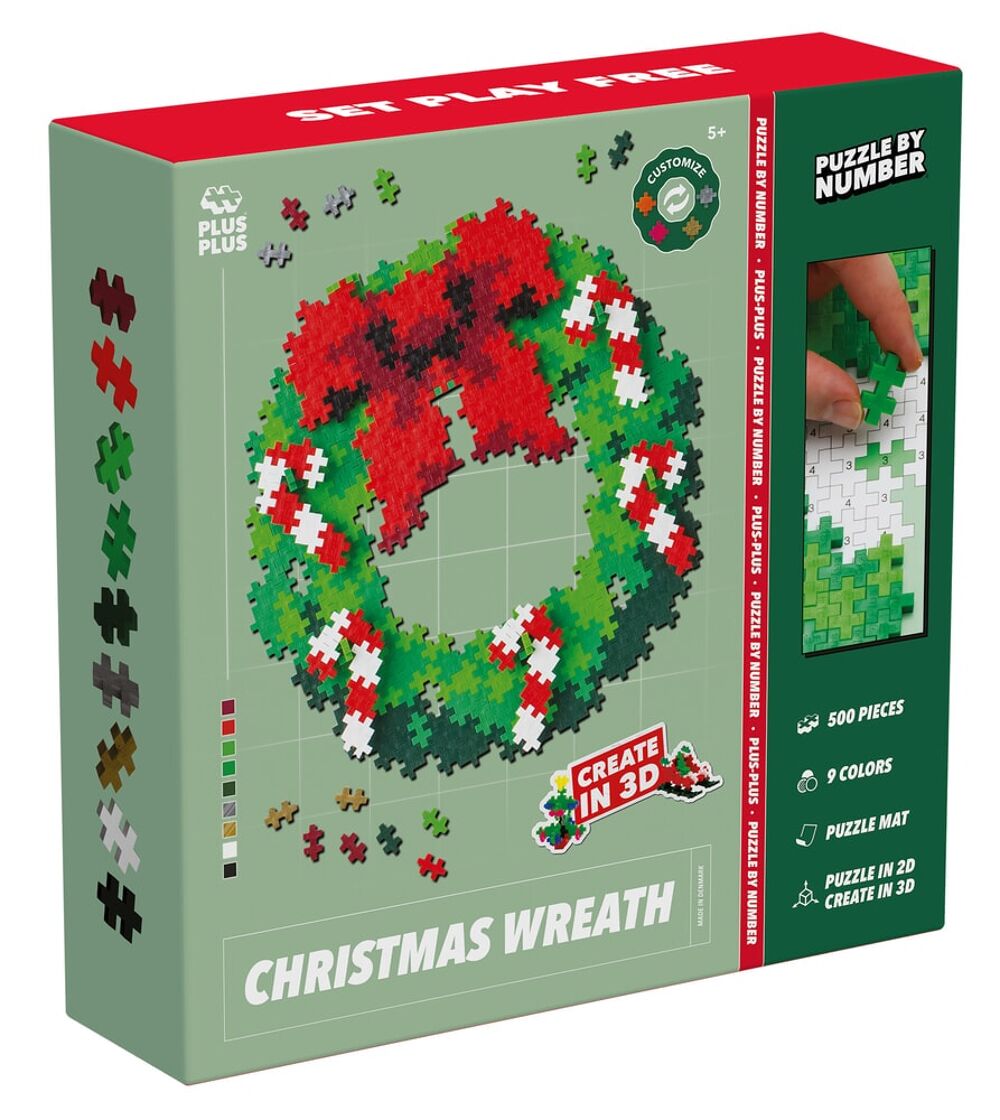 Puzzle by number Plus-Plus - Kerstkrans (500st)