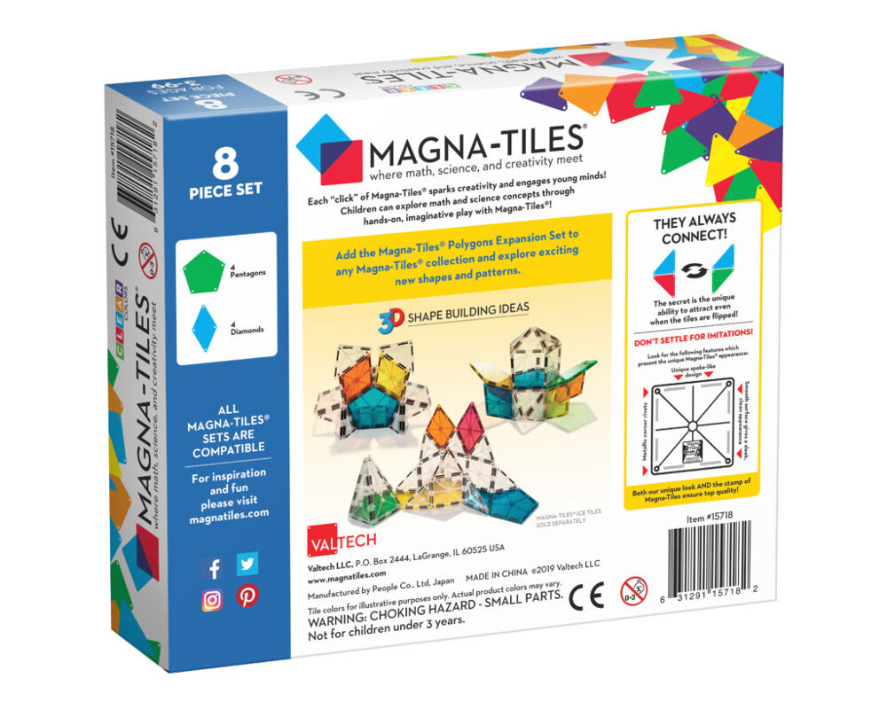 MAGNA-TILES Uitbreidingsset - Veelhoeken - 8 stuks