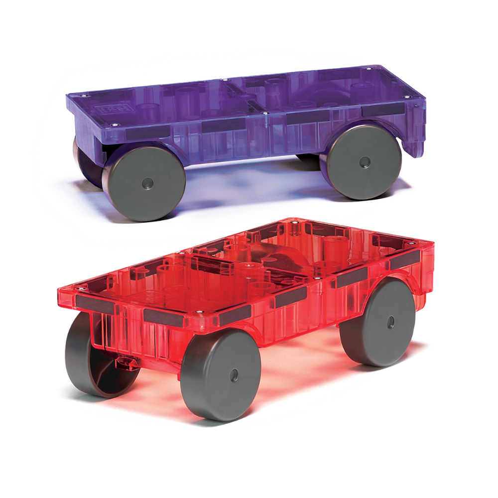 MAGNA-TILES Auto uitbreidingsset - Paars / Rood - 2 stuks