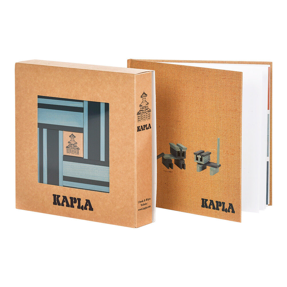 KAPLA 40 - Boek en kleuren plankjes - Donkerblauw / Lichtblauw