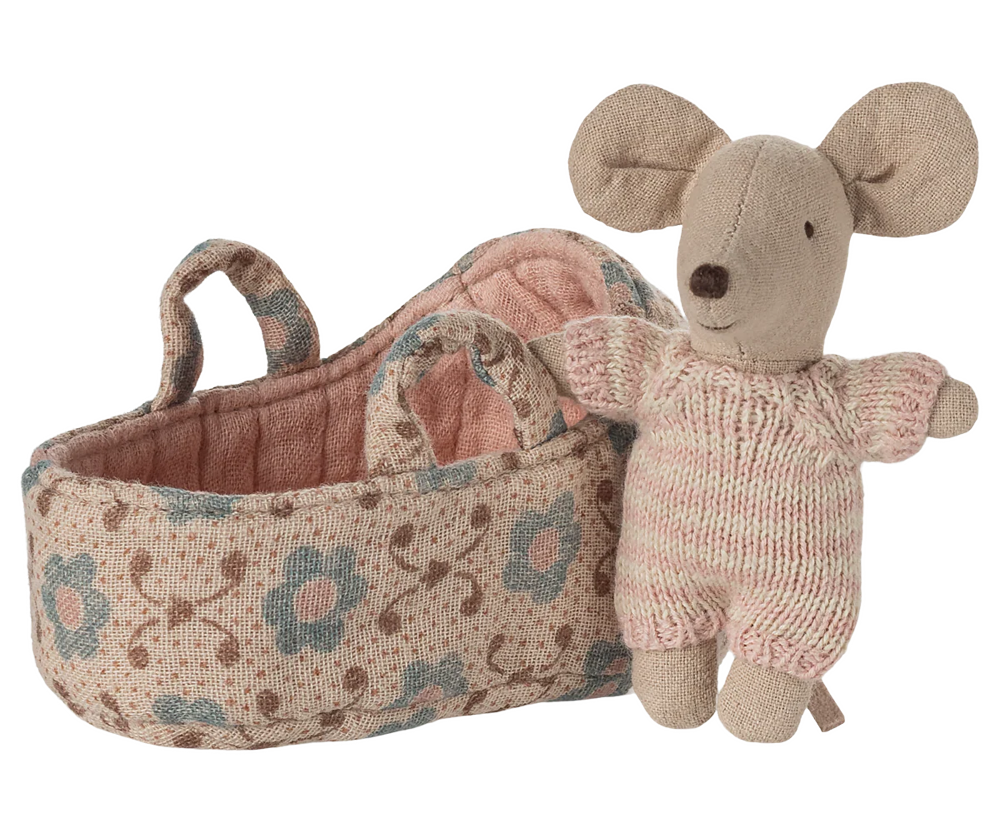 Babymuis in wiegje - Roze