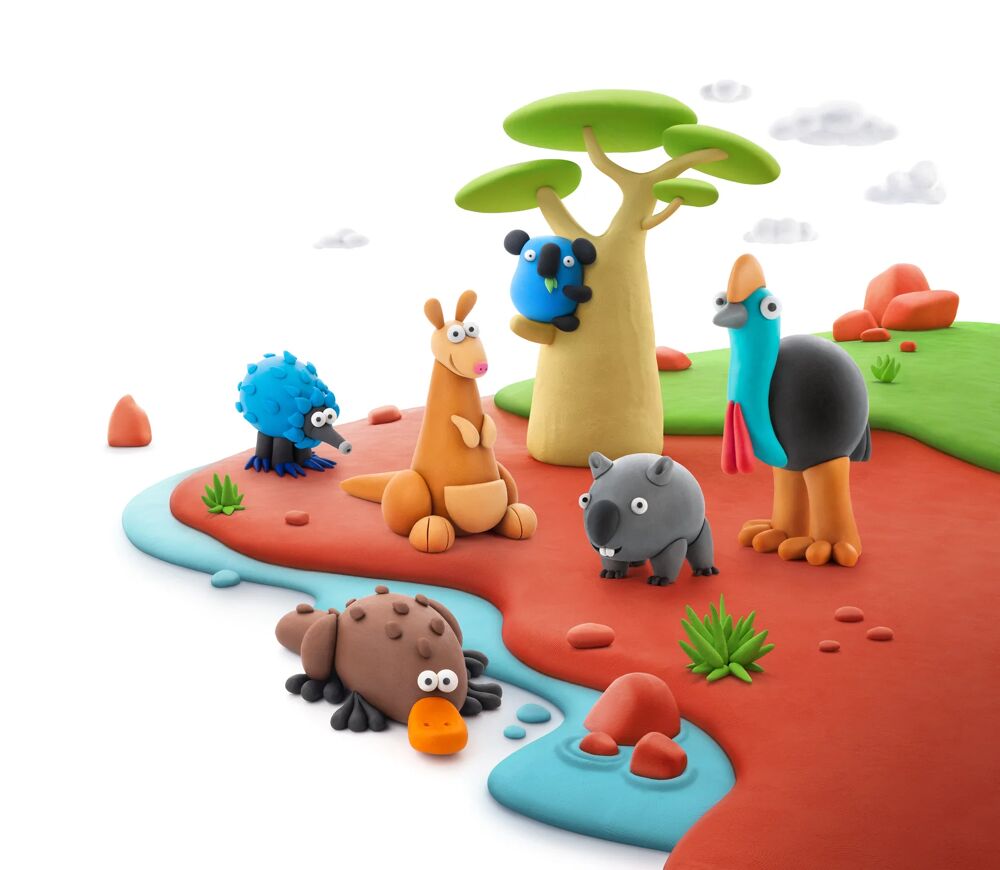 Boetseerklei Australische dieren - 6 figuren