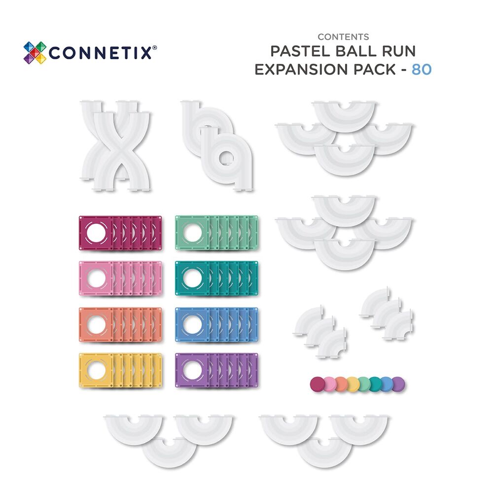 CONNETIX Pastel Ball Run Expansion Pack - 80 stuks