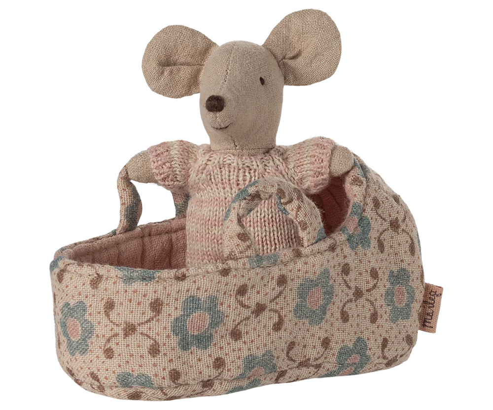 Babymuis in wiegje - Roze