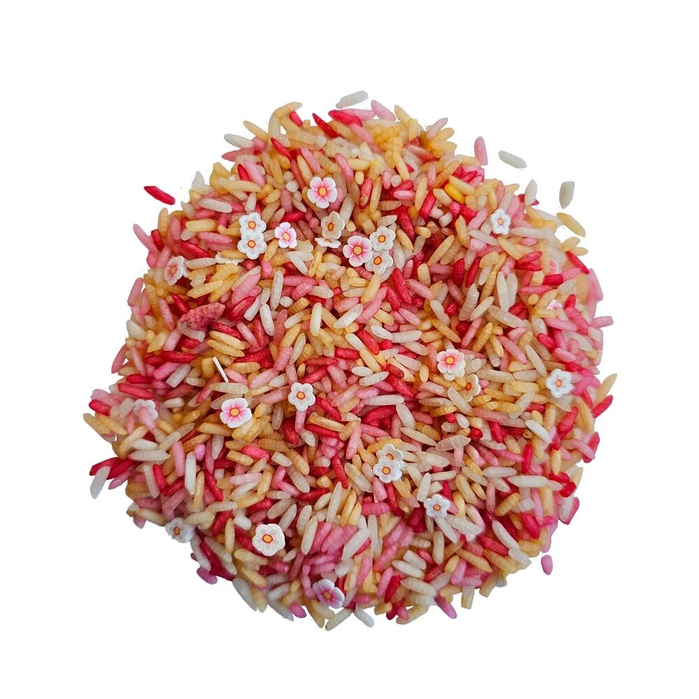 Grennn speelrijst - Pink flower mix - 750g
