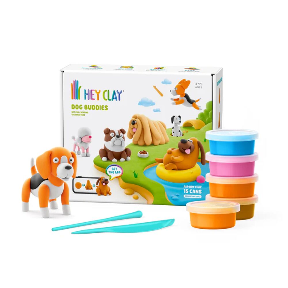 HEY CLAY Dog buddies Boetseerklei - 6 figuren