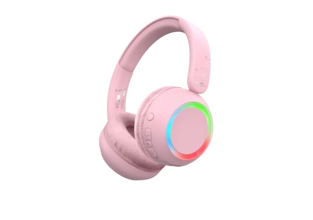 Draadloze kinder koptelefoon met verlichting - Roze